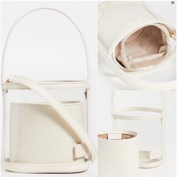 STAUD Handbags - STAUD Clear Bissett Bucket Bag Cream